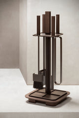 x Glenn Sestig Lloyd Iron & Leather Fireplace Set