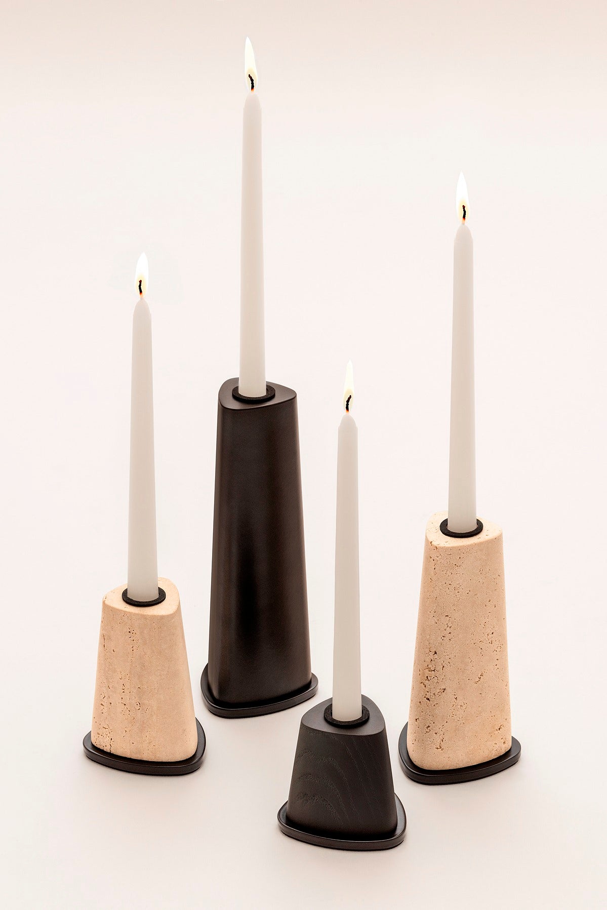 Giobagnara x Glenn Sestig Rockwell candle holder – marble | Elegant candle holder in travertine marble, available in classic or titanium finish | Accented with a brushed bronze or brushed brass metal base | A sculptural and timeless piece for refined interiors | Available in mini, small, medium, and large sizes | Home decor & candle holders | 2Jour Concierge, your luxury lifestyle shop
