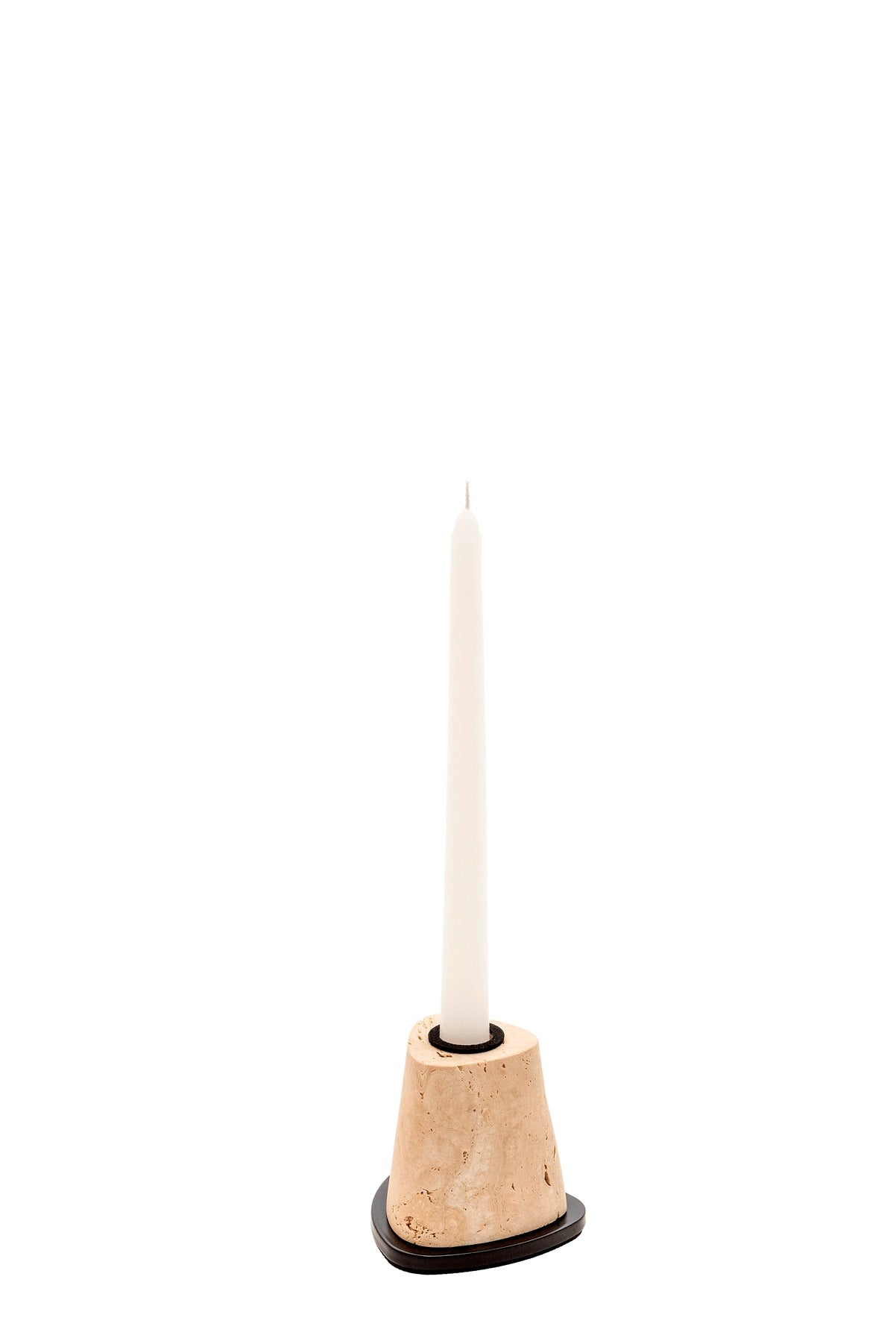 Giobagnara x Glenn Sestig Rockwell candle holder – marble | Elegant candle holder in travertine marble, available in classic or titanium finish | Accented with a brushed bronze or brushed brass metal base | A sculptural and timeless piece for refined interiors | Available in mini, small, medium, and large sizes | Home decor & candle holders | 2Jour Concierge, your luxury lifestyle shop