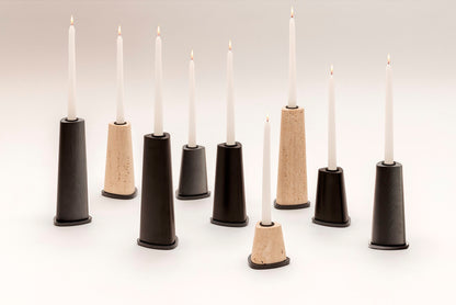 Giobagnara x Glenn Sestig Rockwell candle holder – wood | Sophisticated candle holder crafted from wood in dark walnut or wenge finishes | Features a brushed bronze or brushed brass metal base | A sleek design merging natural warmth and refined structure | Available in mini, small, medium, and large sizes | Home decor & candle holders | 2Jour Concierge, your luxury lifestyle shop