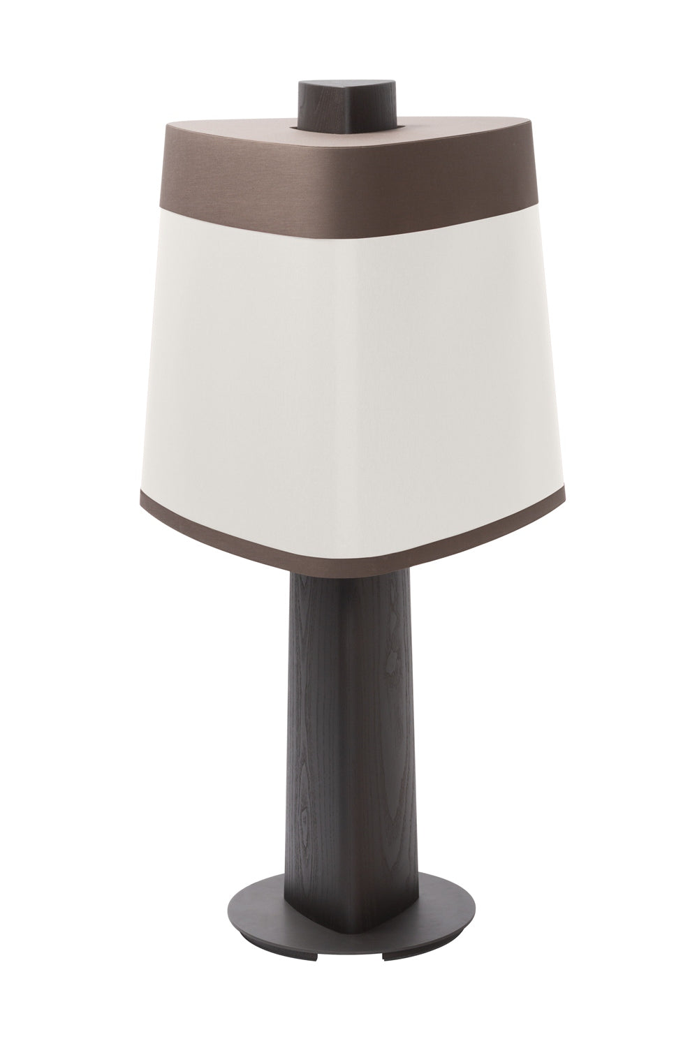 Giobagnara x Stéphane Parmentier Rockwell Floor Lamp | Elegant Wood Stem in Dark-Stained Canaletto Walnut or Wenge | Burnished Bronze Base for Stability | Fine Cotton White Lampshade | Available at 2Jour Concierge, #1 luxury high-end gift & lifestyle shop