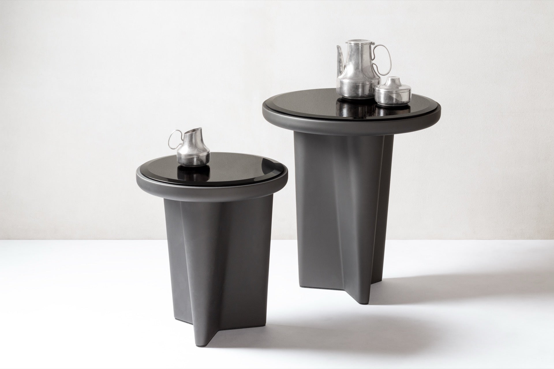 Giobagnara × Glenn Sestig Tanell | Side Tables: Lacquered wood in raw or dark bronze finish, bronze-colored glass top insert | Furniture / Side Tables + Bar Tables | 2Jour Concierge, your luxury lifestyle shop | luxury interiors, hospitality design, executive décor, yacht living, boutique hotels, gallery furniture, refined lifestyle