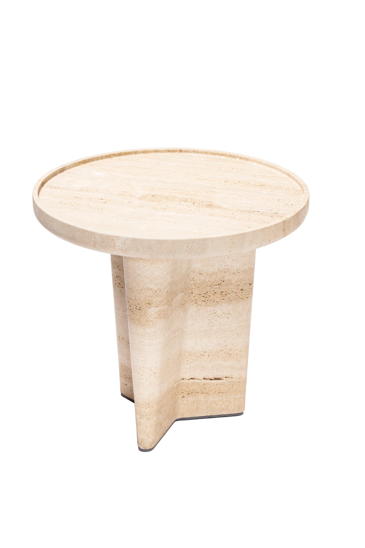 Giobagnara × Glenn Sestig Tanell | Travertine Round Side Tables: Sculptural base in classic or titanium travertine with smooth circular top | Furniture / Side Tables + Bar Tables | 2Jour Concierge, your luxury lifestyle shop | luxury interiors, refined living, boutique hotels, designer furniture, yacht décor, hospitality spaces, contemporary stone design