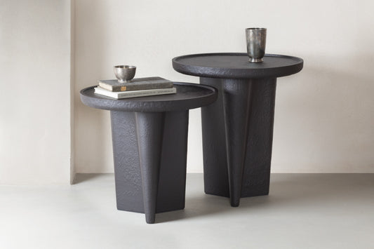 Giobagnara × Glenn Sestig Tanell | Imperfect Bronze Side Tables: Cast bronze with textured finish, sculptural tapered base, smooth round top | Furniture / Side Tables + Bar Tables | 2Jour Concierge, your luxury lifestyle shop | luxury interiors, boutique hotels, hospitality décor, elegant living, refined lifestyle, gallery furniture, office décor, executive spaces, yacht design