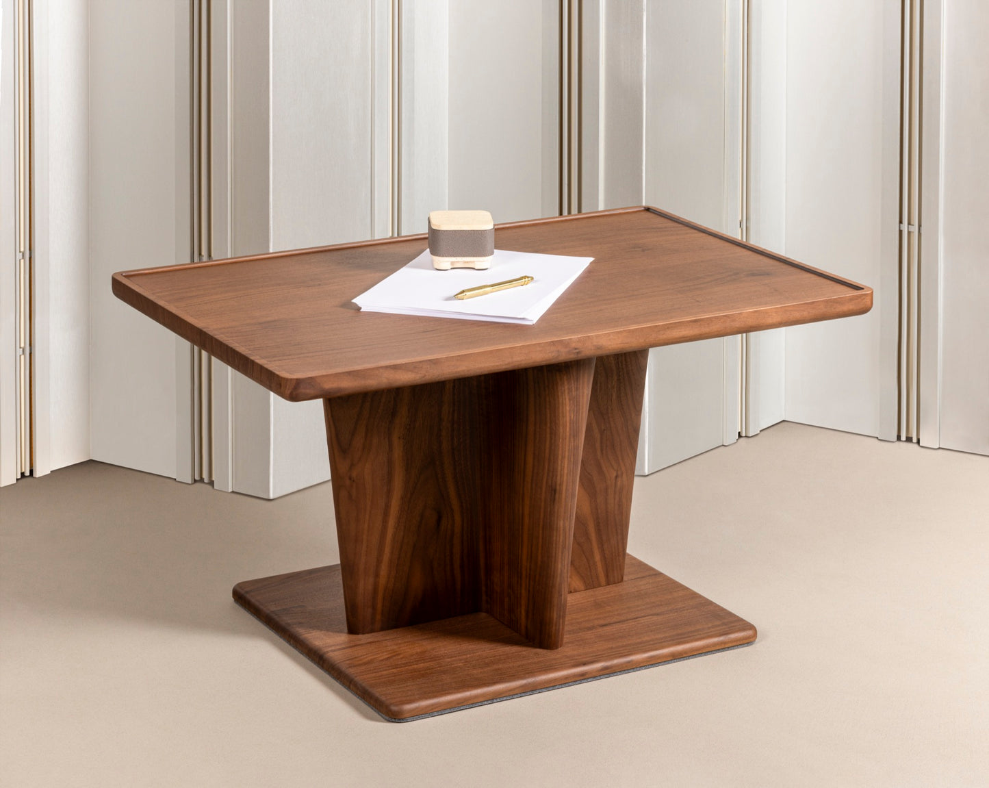 Giobagnara × Glenn Sestig Tanell | Rectangular Walnut Wood Bar Table: Sculptural walnut base with natural or dark finishes, refined rectangular top | Furniture / Side Tables + Bar Tables | 2Jour Concierge, your luxury lifestyle shop | luxury interiors, boutique hotels, refined lifestyle, designer dining, executive spaces, yacht décor, contemporary design