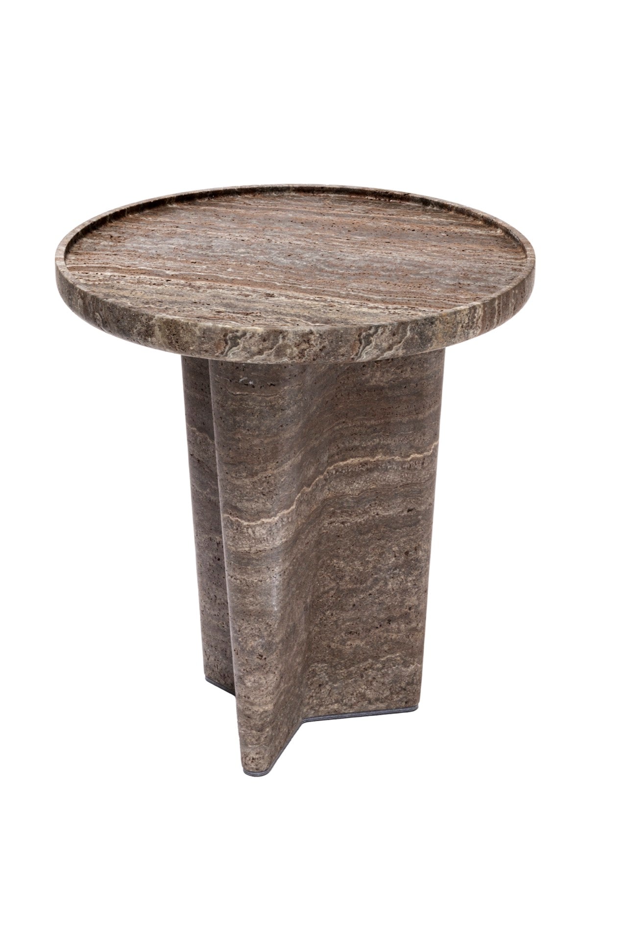 Giobagnara × Glenn Sestig Tanell | Travertine Round Side Tables: Sculptural base in classic or titanium travertine with smooth circular top | Furniture / Side Tables + Bar Tables | 2Jour Concierge, your luxury lifestyle shop | luxury interiors, refined living, boutique hotels, designer furniture, yacht décor, hospitality spaces, contemporary stone design