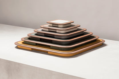 Giobagnara x Glenn Sestig Lloyd Tray | Partially leather-covered wood structure with walnut or wenge wood finish | Elegant and contemporary design | Home Decor and Serveware | 2Jour Concierge, your luxury lifestyle shop