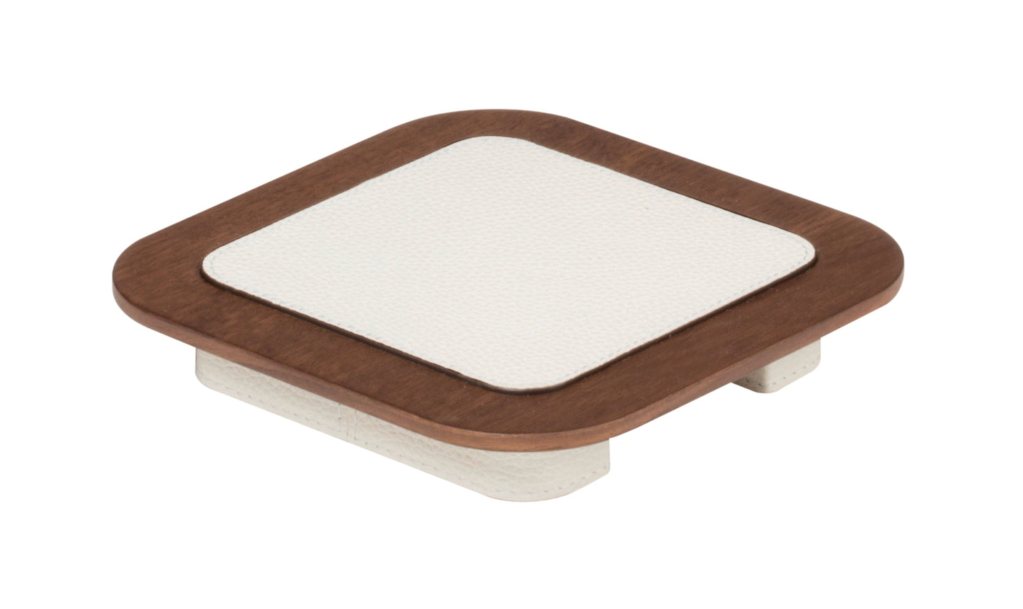 Giobagnara x Glenn Sestig Lloyd Tray | Partially leather-covered wood structure with walnut or wenge wood finish | Elegant and contemporary design | Home Decor and Serveware | 2Jour Concierge, your luxury lifestyle shop