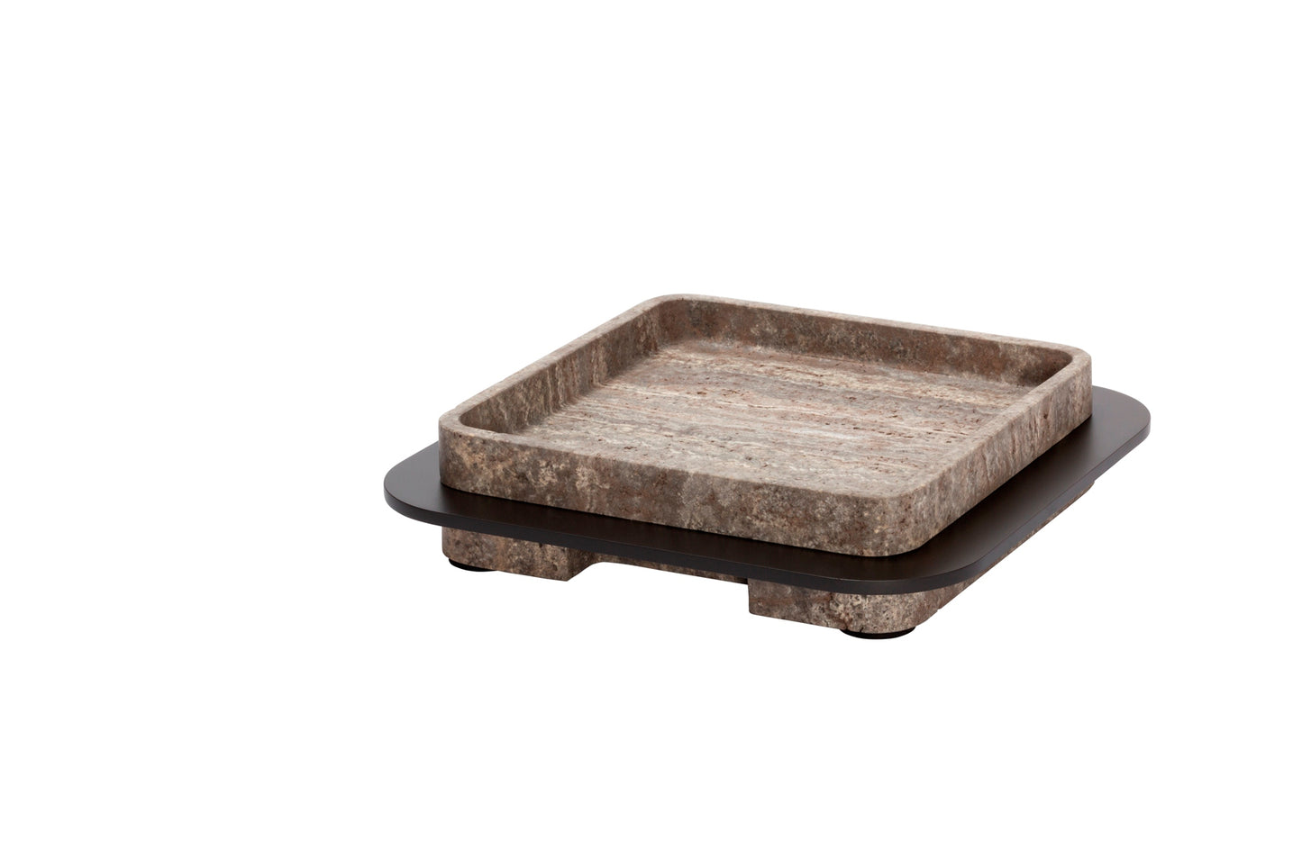 Giobagnara x Glenn Sestig Lloyd Marble Tray with Frame | Travertine structure with a brushed burnished bronze frame | Luxurious and sophisticated design | Home Decor and Serveware | 2Jour Concierge, your luxury lifestyle shop