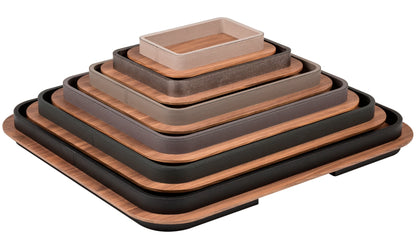 Giobagnara x Glenn Sestig Lloyd Tray with Frame | Partially leather-covered wood structure with walnut or wenge wood finish | Custom sizes available upon request | Sleek and elegant design | Home Decor and Serveware | 2Jour Concierge, your luxury lifestyle shop