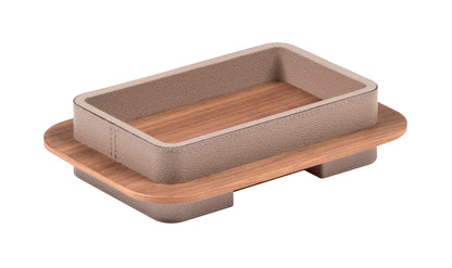 Giobagnara x Glenn Sestig Lloyd Tray with Frame | Partially leather-covered wood structure with walnut or wenge wood finish | Custom sizes available upon request | Sleek and elegant design | Home Decor and Serveware | 2Jour Concierge, your luxury lifestyle shop