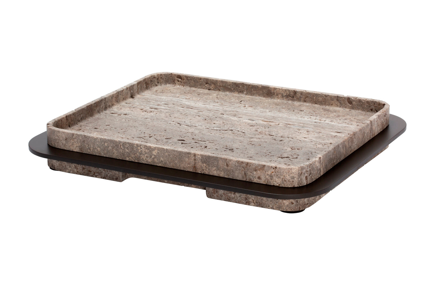 x Glenn Sestig Lloyd Tray: Travertine Marble w Burnished Bronze Frame, Rectangular