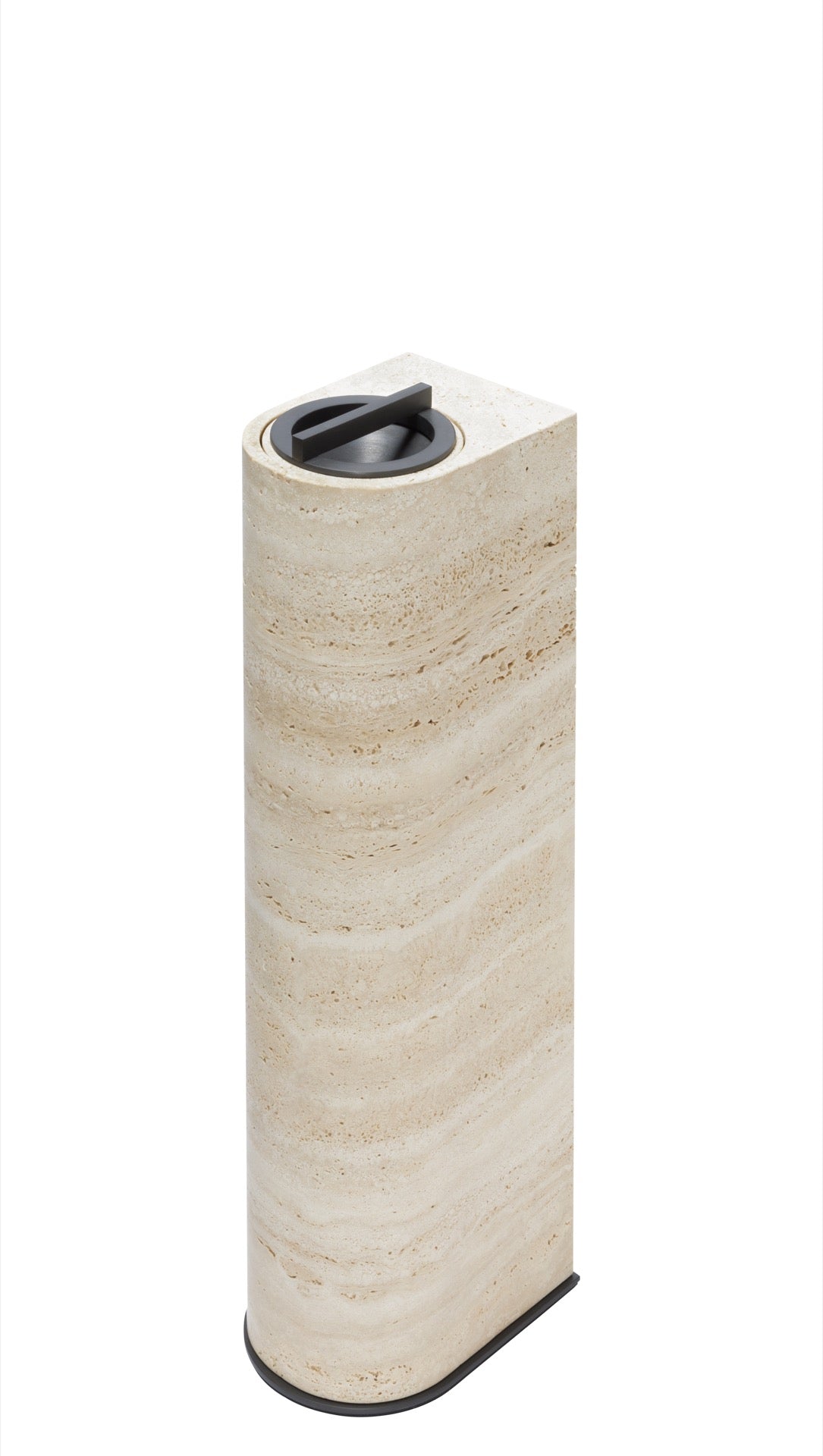 Giobagnara × Glenn Sestig | Nobble Marble Standing Ashtray: Travertine marble ashtray with brushed bronze details and removable container | Smoking / Standing Ashtrays | 2Jour Concierge, your luxury lifestyle shop | refined cigar lounges, contemporary interiors, and elegant outdoor settings