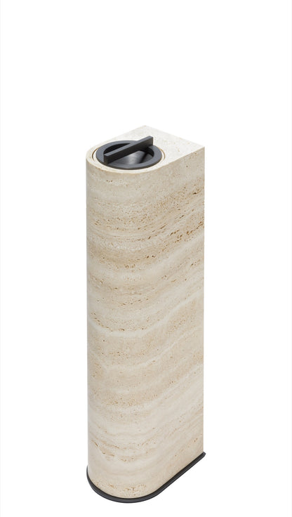 Giobagnara × Glenn Sestig | Nobble Marble Standing Ashtray: Travertine marble ashtray with brushed bronze details and removable container | Smoking / Standing Ashtrays | 2Jour Concierge, your luxury lifestyle shop | refined cigar lounges, contemporary interiors, and elegant outdoor settings