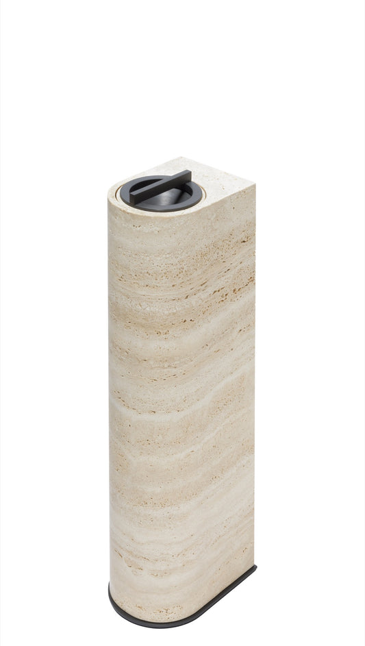 Giobagnara × Glenn Sestig | Nobble Marble Standing Ashtray: Travertine marble ashtray with brushed bronze details and removable container | Smoking / Standing Ashtrays | 2Jour Concierge, your luxury lifestyle shop | refined cigar lounges, contemporary interiors, and elegant outdoor settings