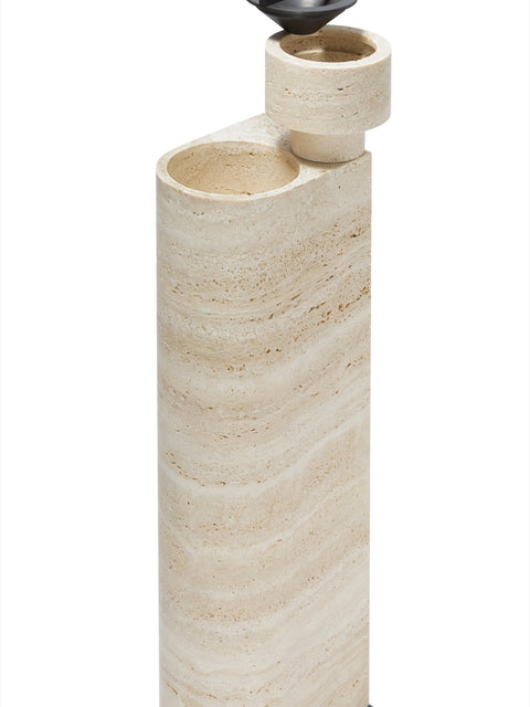Giobagnara × Glenn Sestig | Nobble Marble Standing Ashtray: Travertine marble ashtray with brushed bronze details and removable container | Smoking / Standing Ashtrays | 2Jour Concierge, your luxury lifestyle shop | refined cigar lounges, contemporary interiors, and elegant outdoor settings