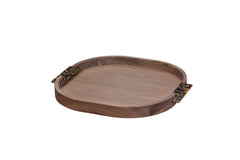 Dama Wood Tray Square Rounded With Tortoise Shell Acetate Handles