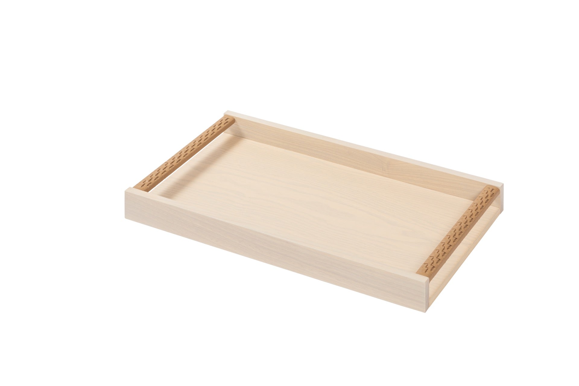 Riviere Dama | Rectangular Tray: Wood in ashwood or walnut with handwoven leather handles, available in three sizes, ideal for elegant serving and display | Serveware + Hospitality / Trays | 2Jour Concierge, your luxury lifestyle shop | luxury interiors, hospitality décor, elegant living, designer serveware, boutique hotels, refined lifestyle, yacht décor