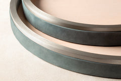 Dama Leather & Wood Tray Round