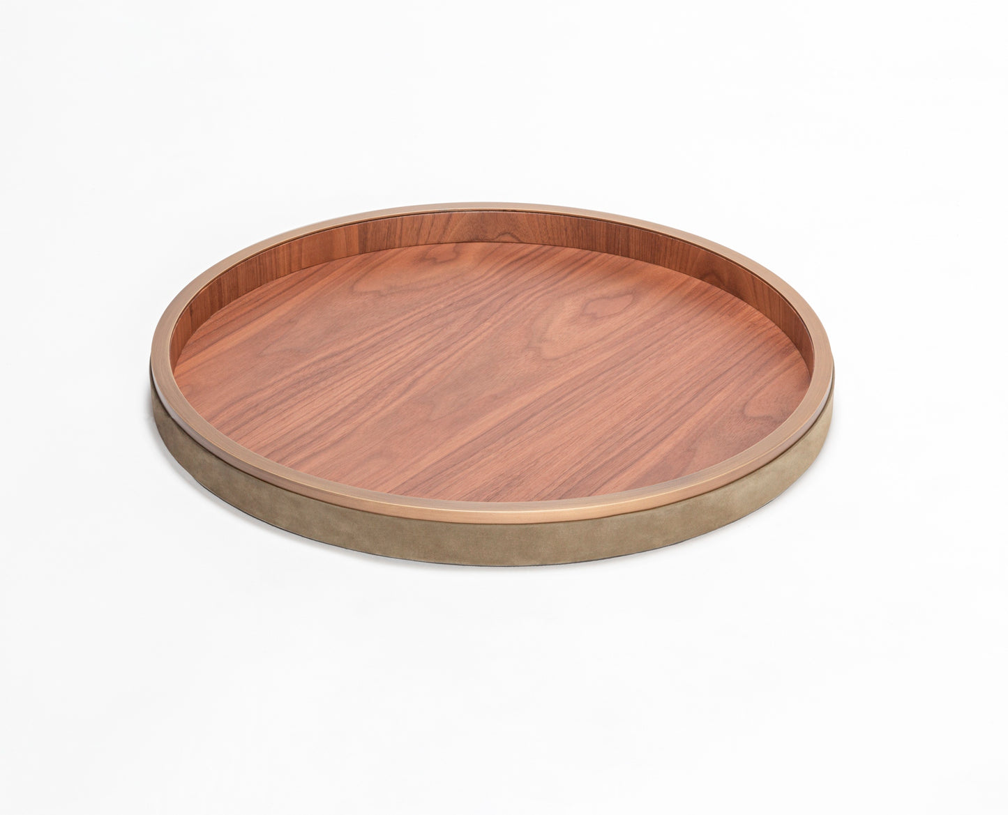 Riviere Dama Leather & Wood Round Tray | Partially Leather-Covered Wood Structure | Elegant and Functional Design | Perfect for Serving or Displaying Items | Explore Luxury Accessories at 2Jour Concierge, #1 luxury high-end gift & lifestyle shop