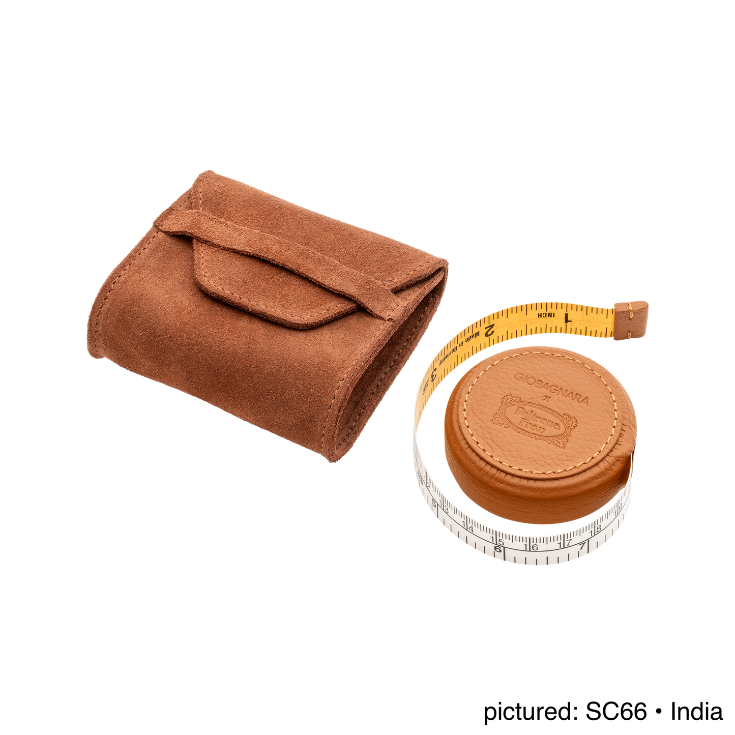 Giobagnara | Roller Tape Measure 3 m Pelle Frau®: Leather-covered measuring tool with suede pouch | Travel Accessories | 2Jour Concierge | luxury utility accessories