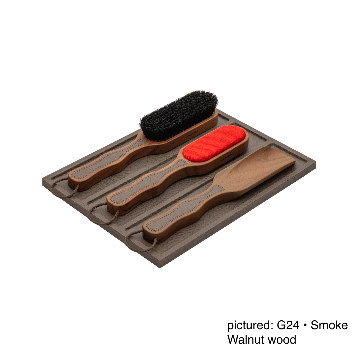 Poise Leather and Wood Clothes Care Set with Tray