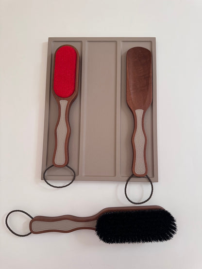 Poise Leather and Wood Clothes Care Set with Tray