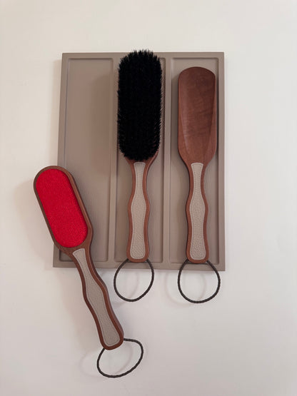 Poise Leather and Wood Clothes Care Set with Tray