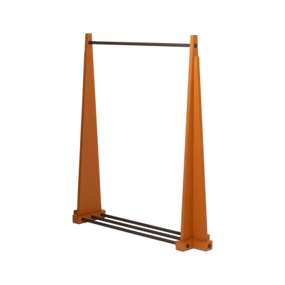 Giobagnara | Edoardo Clothes Rack: Leather-covered wood clothes rack with metal hanging bar | Serveware + Hospitality / Clothes Valets | 2Jour Concierge, your luxury lifestyle shop | premium garment storage for expensive interiors, dressing rooms, hospitality suites, and refined retail spaces