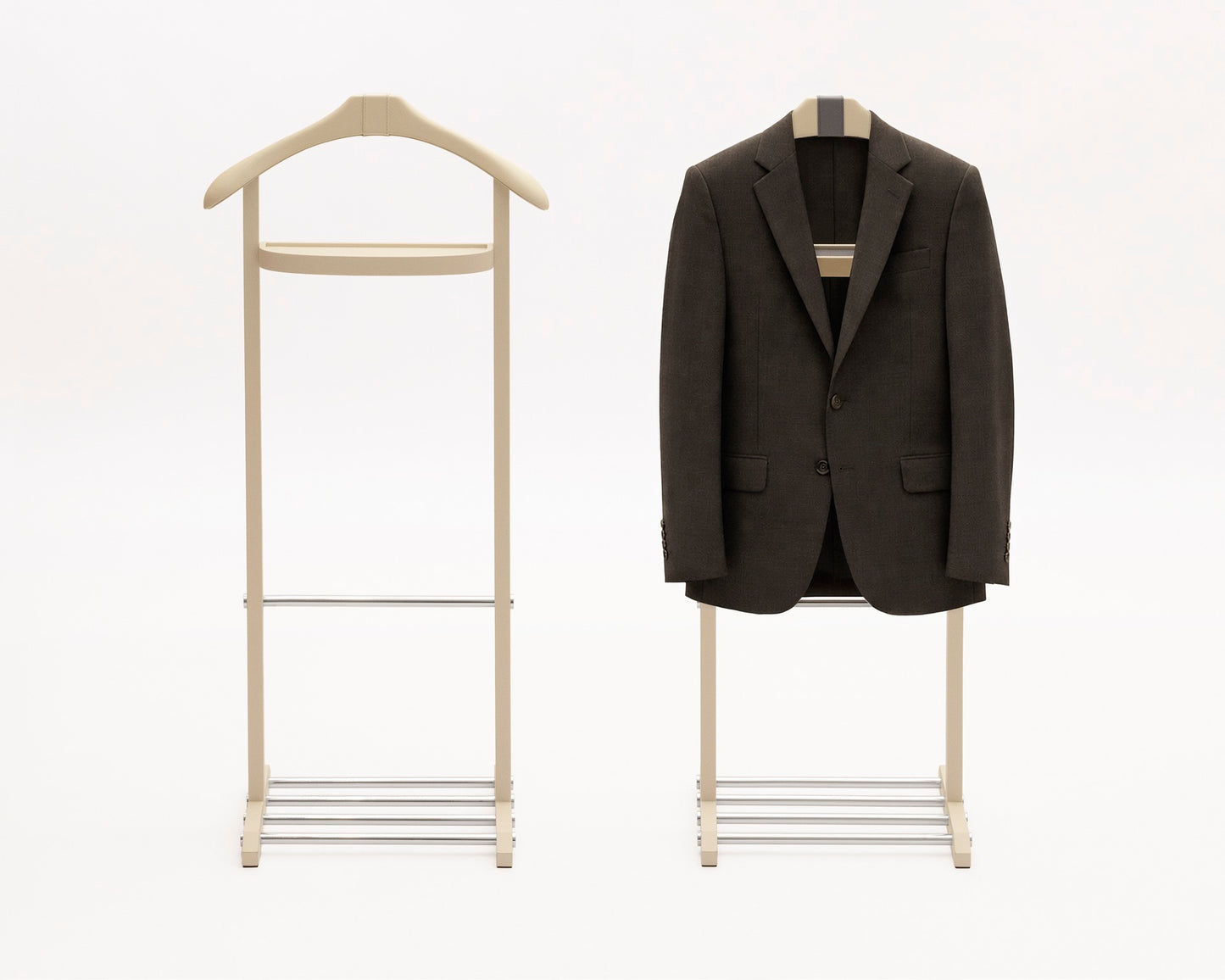 Giobagnara | Edoardo Clothes Valet N°2: Leather-covered valet stand with tray and hanger | Furniture / Valets | 2Jour Concierge, your luxury lifestyle shop | premium dressing accessories for refined interiors, bedrooms, and hospitality environments