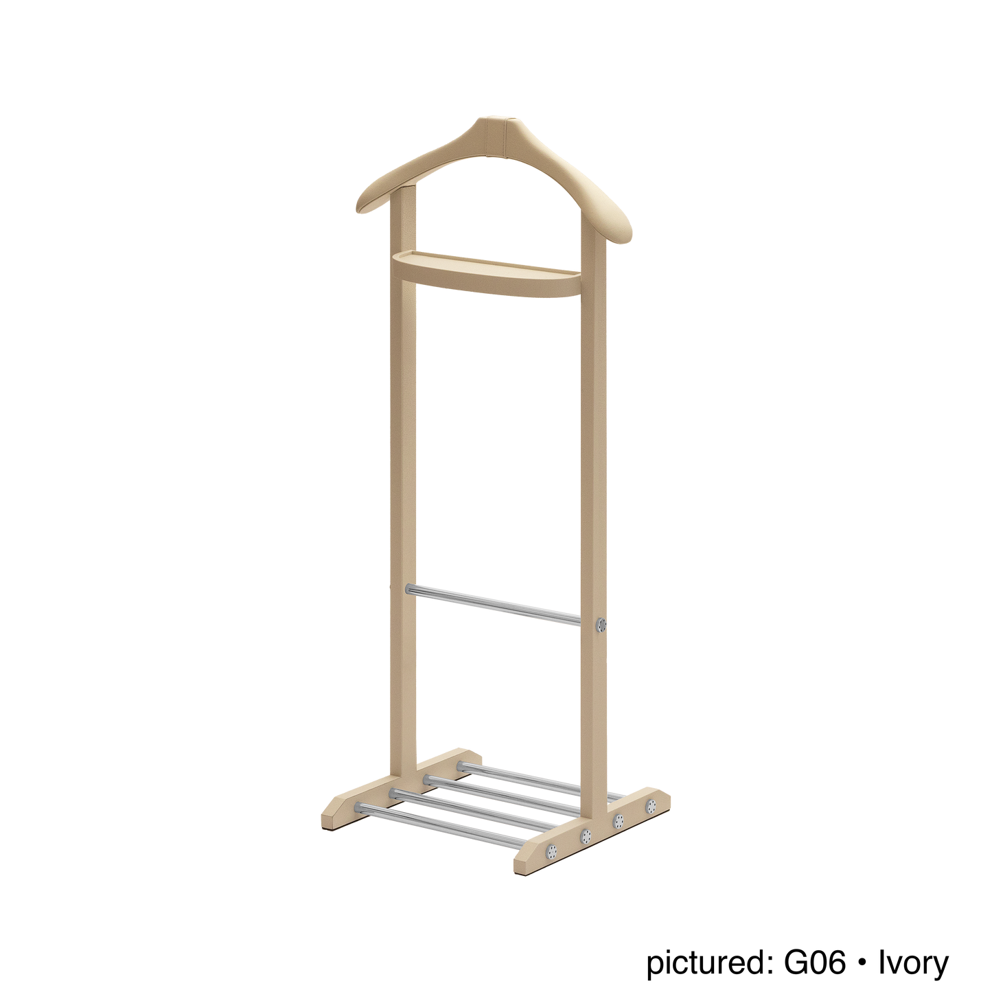 Giobagnara | Edoardo Clothes Valet N°2: Leather-covered valet stand with tray and hanger | Furniture / Valets | 2Jour Concierge, your luxury lifestyle shop | premium dressing accessories for refined interiors, bedrooms, and hospitality environments