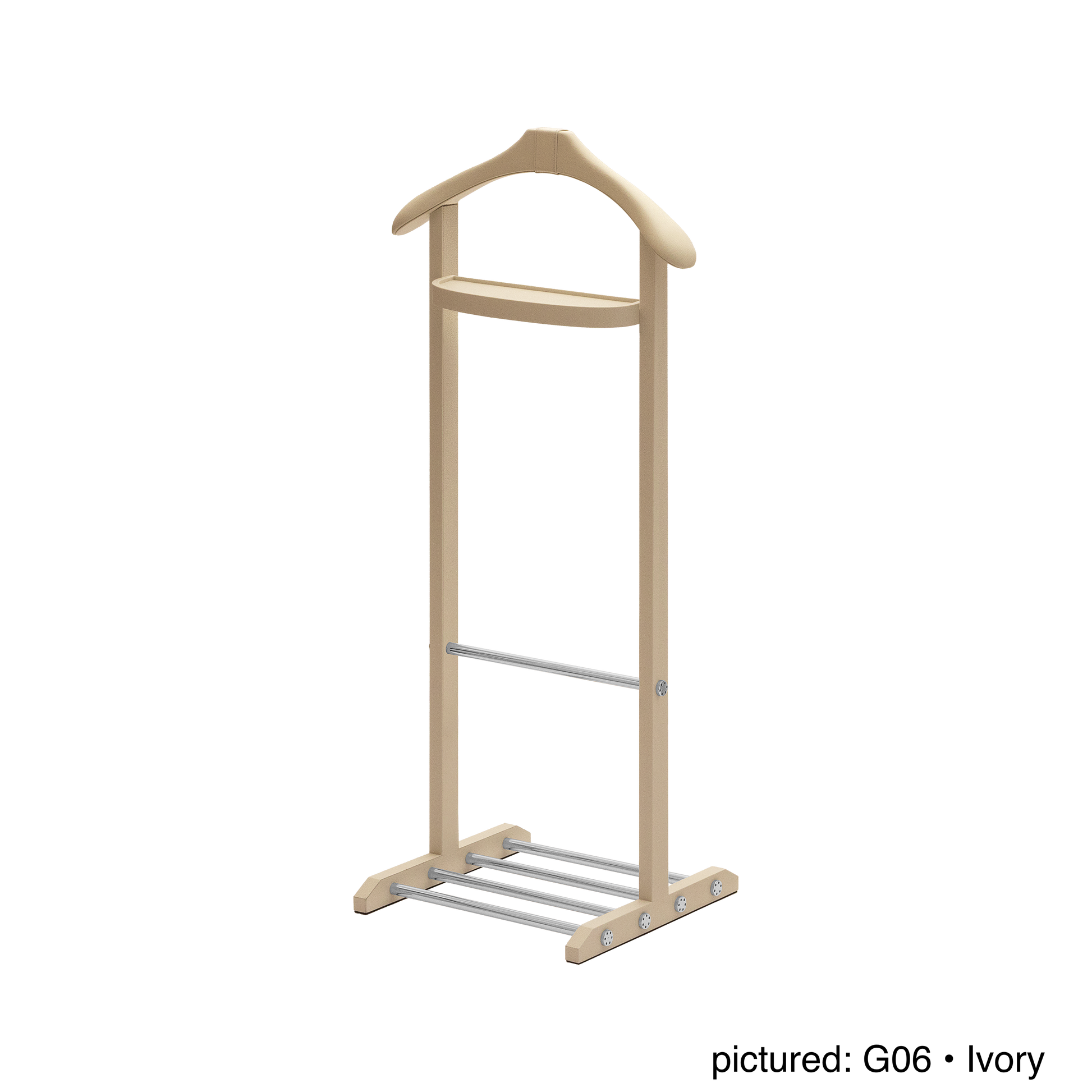 Giobagnara | Edoardo Clothes Valet N°2: Leather-covered valet stand with tray and hanger | Furniture / Valets | 2Jour Concierge, your luxury lifestyle shop | premium dressing accessories for refined interiors, bedrooms, and hospitality environments
