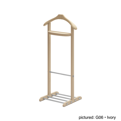 Giobagnara | Edoardo Clothes Valet N°2: Leather-covered valet stand with tray and hanger | Furniture / Valets | 2Jour Concierge, your luxury lifestyle shop | premium dressing accessories for refined interiors, bedrooms, and hospitality environments