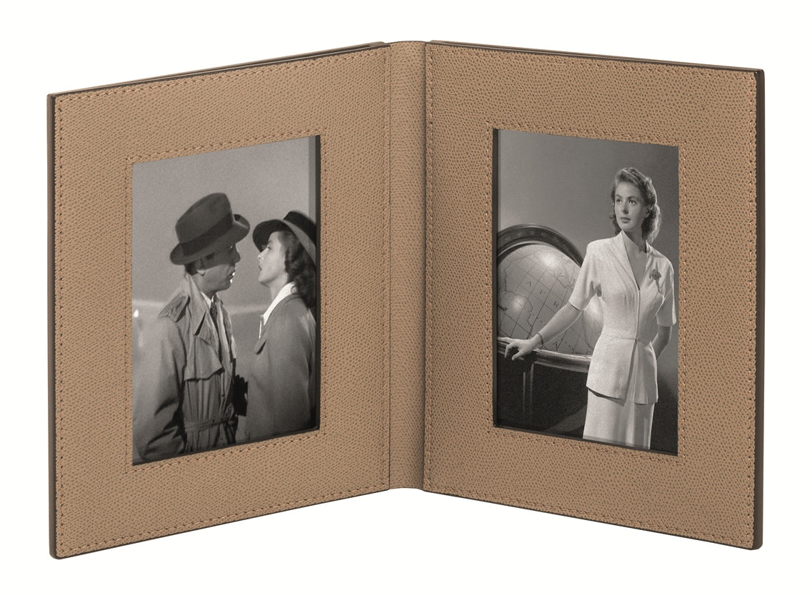 Giobagnara Book Picture Frame | All-leather frame standing vertically | Photo protected by flexible plastic | Sleek and sophisticated design | Home Decor and Accessories | 2Jour Concierge, your luxury lifestyle shop