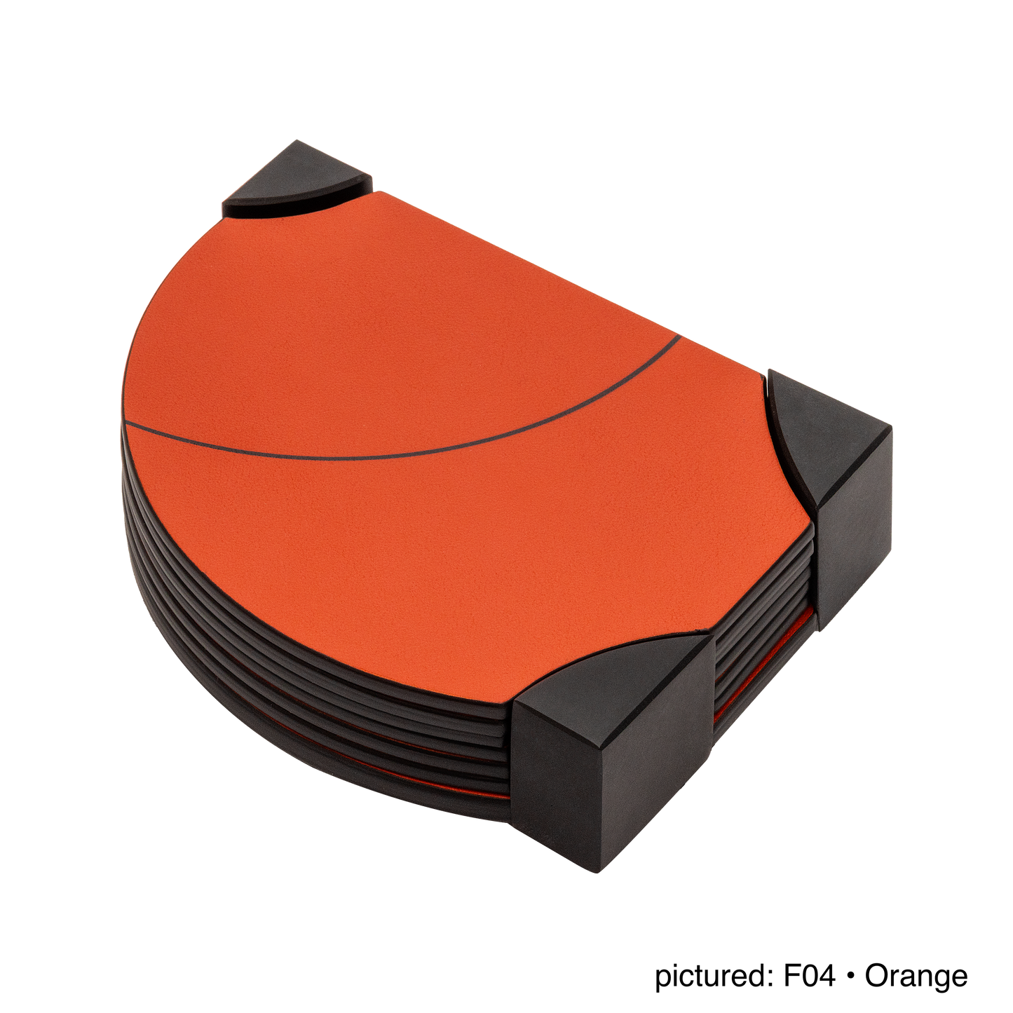 Giobagnara | Margo Coaster Set: Calfskin and Corian® coaster set with holder | Serveware + Hospitality / Coasters | 2Jour Concierge, your luxury lifestyle shop | premium table accessories for refined dining settings, hospitality spaces, and curated interiors