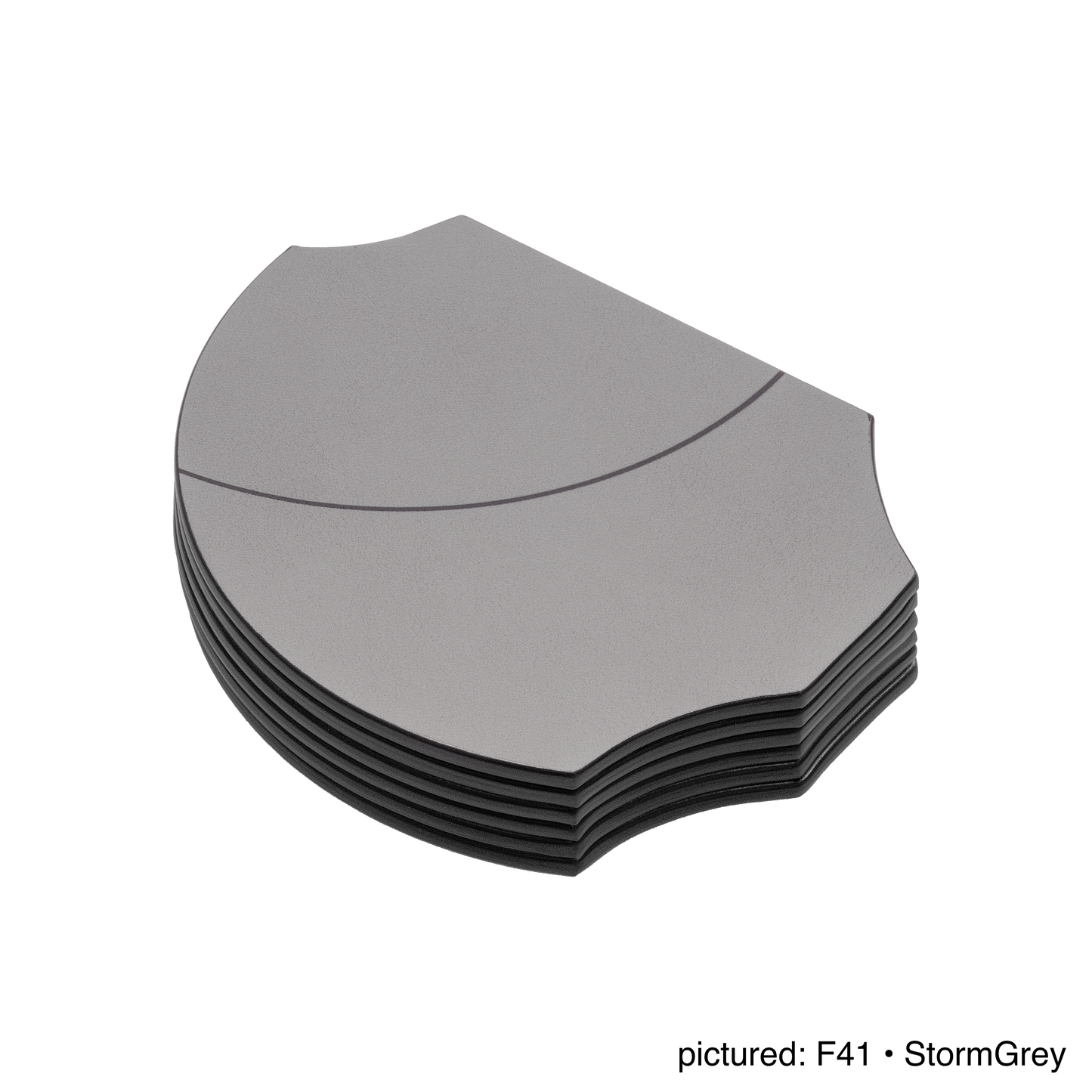 Giobagnara | Margo Coaster Set: Calfskin and Corian® coaster set with holder | Serveware + Hospitality / Coasters | 2Jour Concierge, your luxury lifestyle shop | premium table accessories for refined dining settings, hospitality spaces, and curated interiors