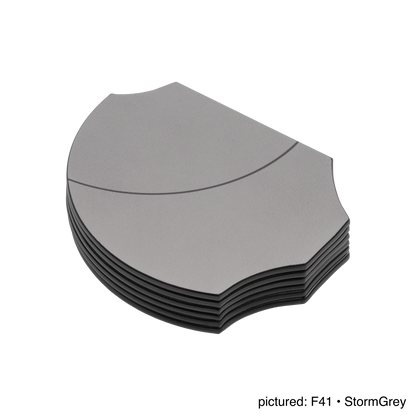 Giobagnara | Margo Coaster Set: Calfskin and Corian® coaster set with holder | Serveware + Hospitality / Coasters | 2Jour Concierge, your luxury lifestyle shop | premium table accessories for refined dining settings, hospitality spaces, and curated interiors