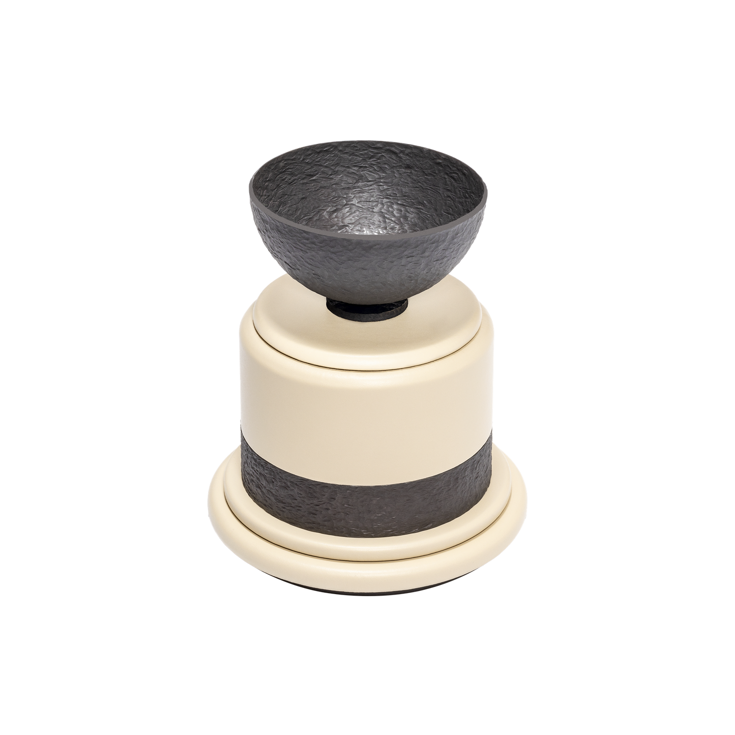 Giobagnara | Dune Makhara Incense Burner: Leather-covered incense burner with hammered metal bowl | Decor / Vases + Candle Holders | 2Jour Concierge, your luxury lifestyle shop | luxury decorative ritual objects, premium incense accessories for expensive interiors, meditation spaces, and curated living environments