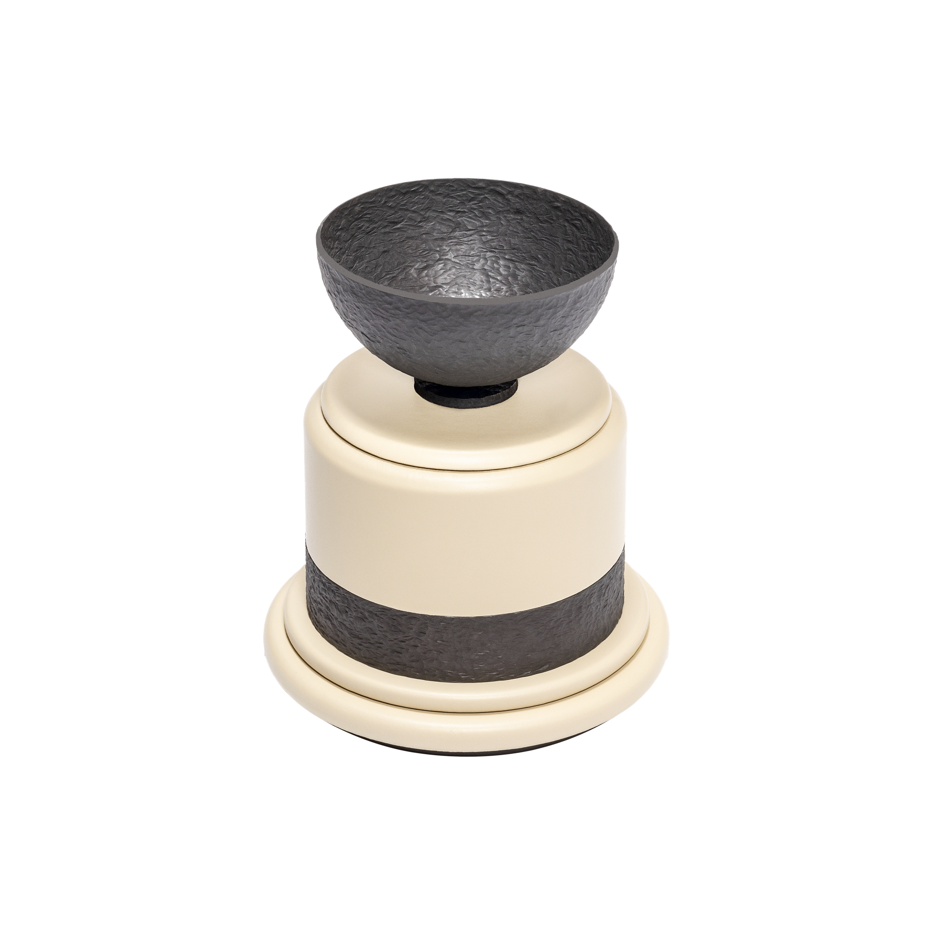 Giobagnara | Dune Makhara Incense Burner: Leather-covered incense burner with hammered metal bowl | Decor / Vases + Candle Holders | 2Jour Concierge, your luxury lifestyle shop | luxury decorative ritual objects, premium incense accessories for expensive interiors, meditation spaces, and curated living environments