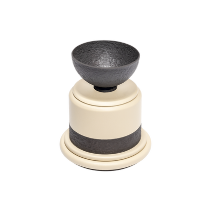 Giobagnara | Dune Makhara Incense Burner: Leather-covered incense burner with hammered metal bowl | Decor / Vases + Candle Holders | 2Jour Concierge, your luxury lifestyle shop | luxury decorative ritual objects, premium incense accessories for expensive interiors, meditation spaces, and curated living environments