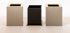 Firenze Leather-Covered Wood & Metal Double Wall Bin