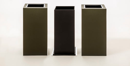 Giobagnara Firenze | Double Wall Bin: Leather with metal base, removable inner container and smooth finish, with non-slip waterproof rubber base | Office + Tech / Bins | 2Jour Concierge, your luxury lifestyle shop | luxury interiors, hospitality décor, elegant living, designer home accessories, boutique hotels, refined lifestyle, yacht décor, office décor, executive interiors