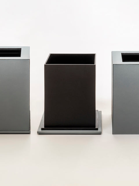 Giobagnara Firenze | Double Wall Bin: Leather with removable inner container and smooth finish, with non-slip waterproof rubber base | Office + Tech / Bins | 2Jour Concierge, your luxury lifestyle shop | luxury interiors, hospitality décor, elegant living, designer home accessories, boutique hotels, refined lifestyle, yacht décor, office décor, executive interiors
