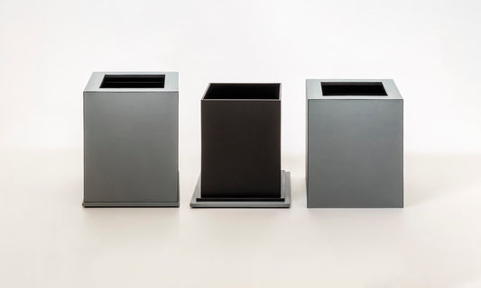Giobagnara Firenze | Double Wall Bin: Leather with removable inner container and smooth finish, with non-slip waterproof rubber base | Office + Tech / Bins | 2Jour Concierge, your luxury lifestyle shop | luxury interiors, hospitality décor, elegant living, designer home accessories, boutique hotels, refined lifestyle, yacht décor, office décor, executive interiors
