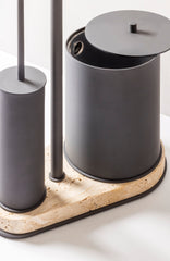 Positano Marble & Brass Freestanding Toilet Brush and Paper Holder with Bin