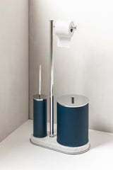 Positano Marble & Leather Freestanding Toilet Brush and Paper Holder with Bin
