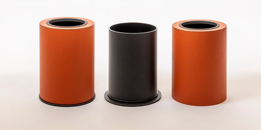 Giobagnara Positano | Double Wall Bin: Leather with metal base, removable inner container and smooth finish, with non-slip waterproof rubber base | Office + Tech / Bins | 2Jour Concierge, your luxury lifestyle shop | luxury interiors, hospitality décor, elegant living, designer home accessories, boutique hotels, refined lifestyle, yacht décor, office décor, executive interiors