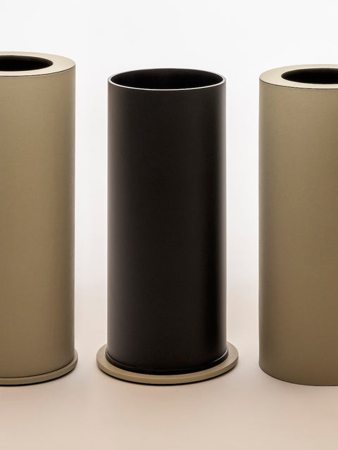 Giobagnara Positano | Double Wall Bin: Leather with removable inner container and smooth finish, with non-slip waterproof rubber base | Office + Tech / Bins | 2Jour Concierge, your luxury lifestyle shop | luxury interiors, hospitality décor, elegant living, designer home accessories, boutique hotels, refined lifestyle, yacht décor, office décor, executive interiors
