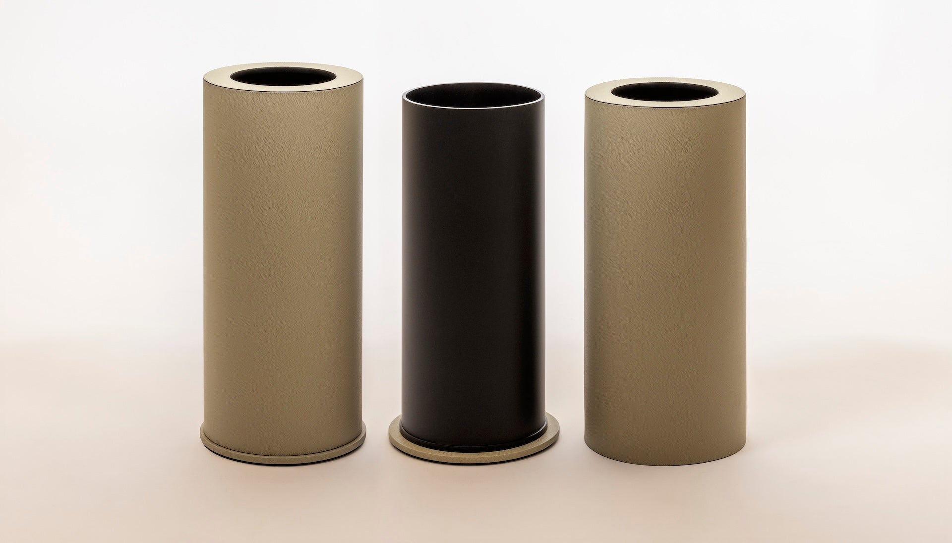 Giobagnara Positano | Double Wall Bin: Leather with removable inner container and smooth finish, with non-slip waterproof rubber base | Office + Tech / Bins | 2Jour Concierge, your luxury lifestyle shop | luxury interiors, hospitality décor, elegant living, designer home accessories, boutique hotels, refined lifestyle, yacht décor, office décor, executive interiors