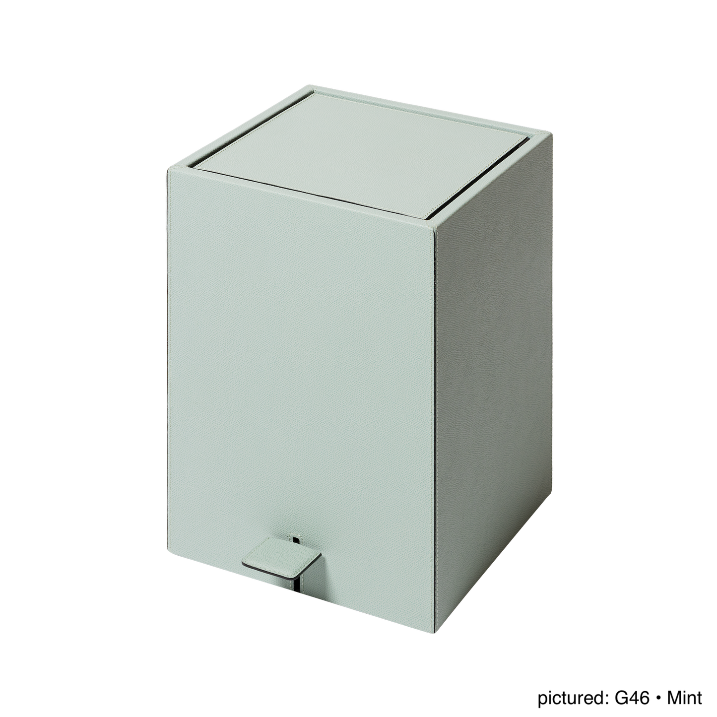 Groove Leather-Covered Wood Pedal Bin, Square